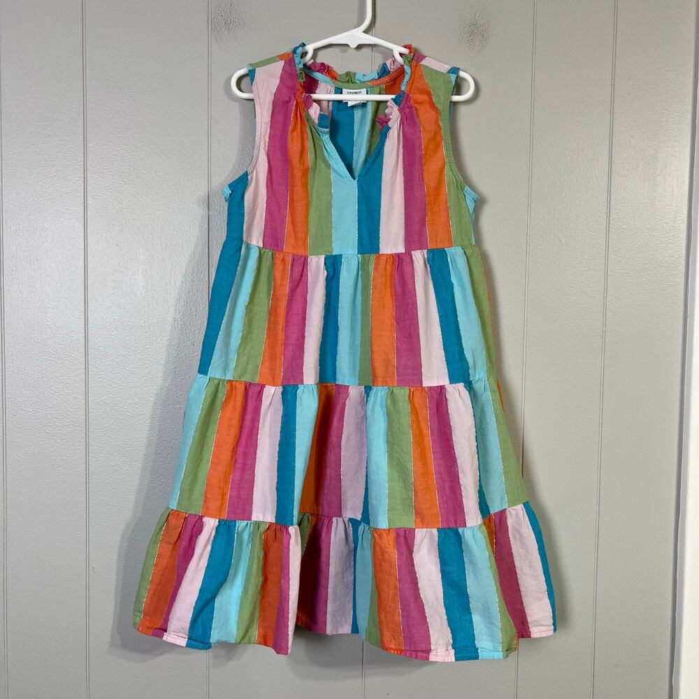Crown & Ivy Kids Girls M Tiered Stripe Dress Multicolor Sleeveless